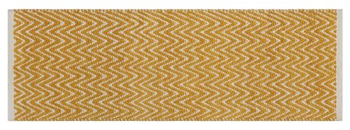 Image of THE HOME TALK Cotton Chenille Bath Rug | Area Rug for Spa, Vanity Shower, Kitchen & Living Room | Water Absorbent Linens | Warm & Soft Carpets | Bathroom Accessories (40x120 cm, Yellow)