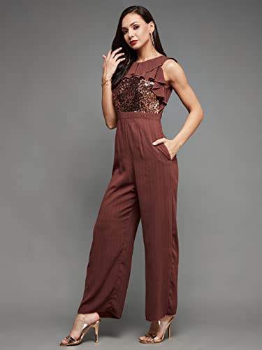 Image of Miss Chase Women's Keyhole Neck Regular Sleeve Regular Length Jumpsuit with Pockets
