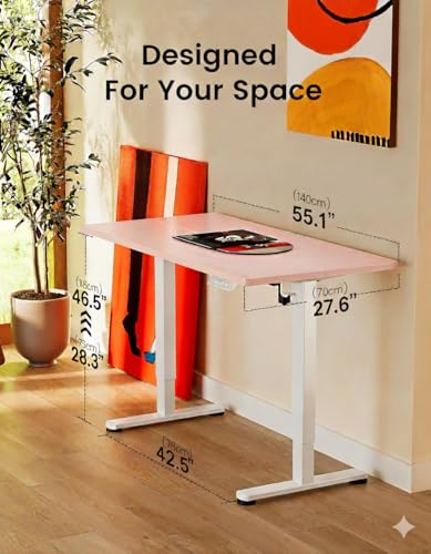 Image of ErGear Height Adjustable Electric Standing Desk, 55 x 28 Inches Sit Stand up Desk, Memory Computer Home Office Desk, Pink