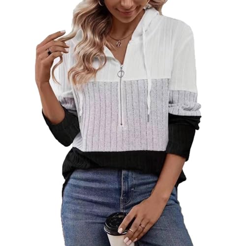 Pull à capuche femme ample tricot côtelé pour camoufler les rondeurs