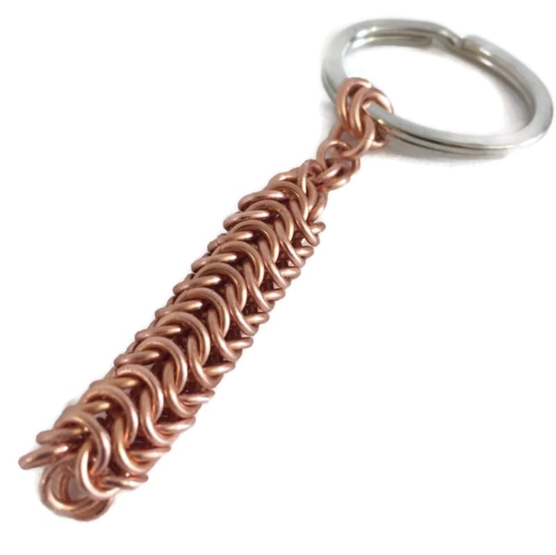 Chunky Copper ChainMaille Key Ring, A Handsome Thick Copper Roundmaille