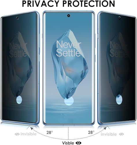 Image of SHILD Privacy UV Tempered Glass for OnePlus 12R (6.78 Inch) | Anti-Spy Curved Screen Protector | 9H Hardness | Ultrasonic Fingerprint Compatible | HD Clarity | Bubble Free UV Installation | Case Friendly