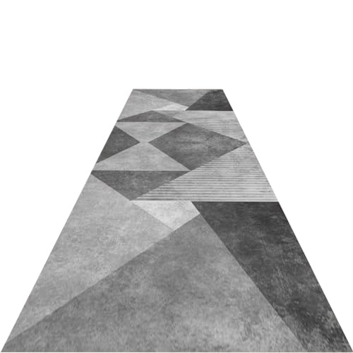 Alfombra Pasillo Alfombras Modernas de Retales Grises, Corredores de Pasillo de Pelo Bajo Extralargos Lavables, Tapis Decorativos de Decoración Interior de Fácil Cuidado para Cocina/Salón/Entrada (