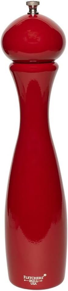 Fletchers' Mill Marsala Collection Pepper Mill, Cinnabar - 12 Inch, Adjustable Coarseness Fine to Coarse, MADE IN U.S.A.