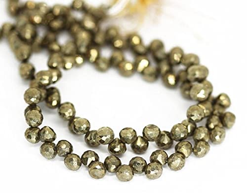 Pyrite grise naturelle en perles oignons facettées de 6mm pour création de bijoux
