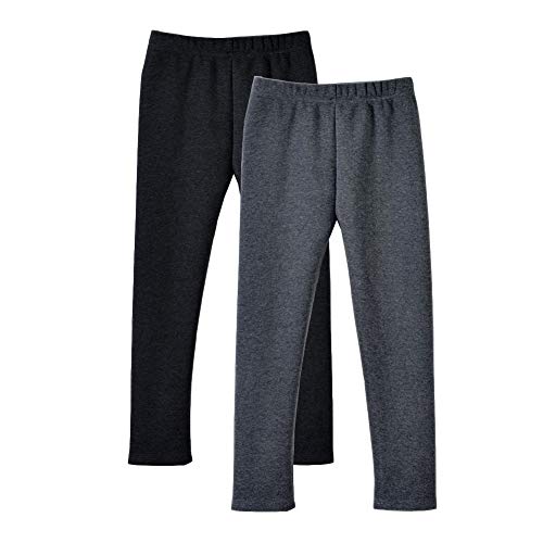 Preisvergleich Produktbild LSHDCER Winter Leggings Mädchen Thermoleggings Kinder Leggings Gefüttert Mädchen Leggins Herbst Winter Warm Hose Thermohose, Dunkelgrau + Schwarz, 122-128