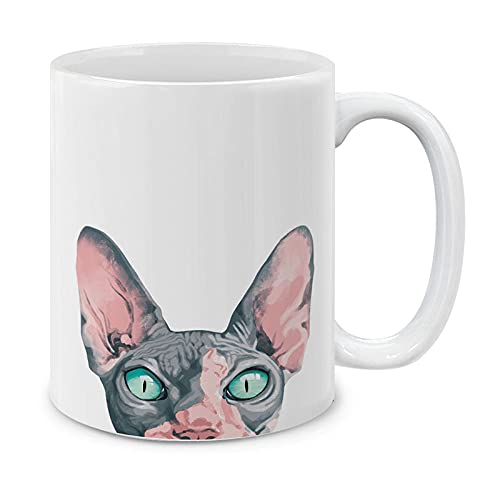 MUGBREW Sphynx Kitten Cat Ceramic Coffee Mug Tea Cup, 11