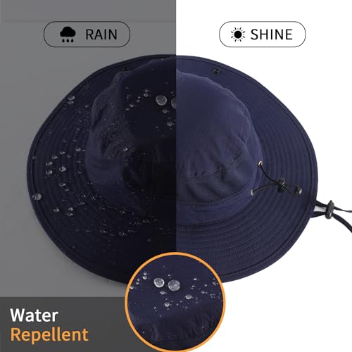 Image of Home Prefer UPF50+ Mens Sun Hat Wide Brim Womens UV Protection Beach Bucket Hat for Fishing Hiking Snap Up Cowboy Hat