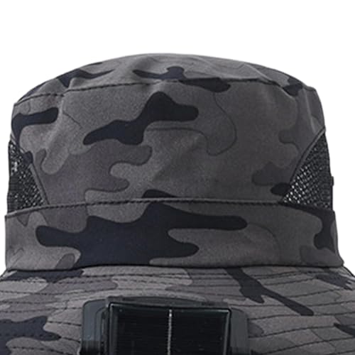 Chapeau bob homme anti-coup de chaud avec grand bord et ventilateur solaire intégré