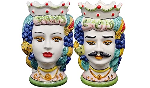 Cabezas de moro sicilianas de cerámica Caltagirone hechas a mano 18 cm 2
