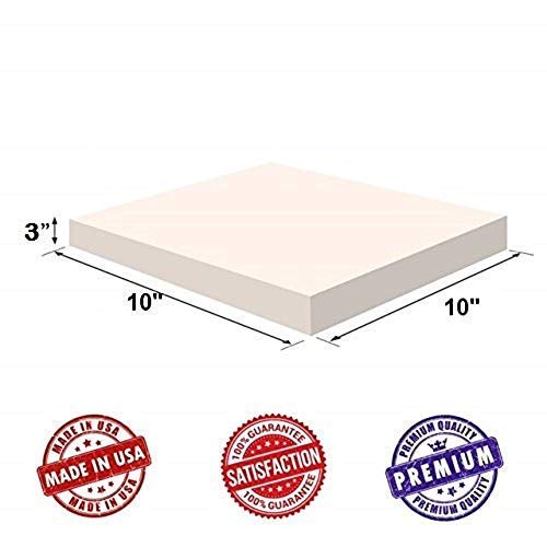 Upholstery Visco Memory Foam Square Sheet- 3.5 lb High Density 3"x10"x10"- Luxury Quality