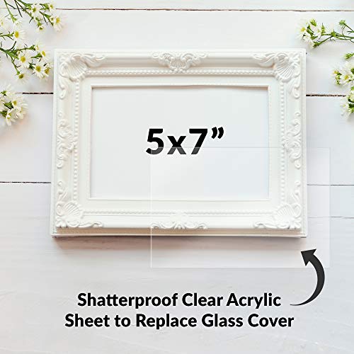 Simbalux Acrylic Sheet Clear Cast Plexiglass 5” X 7” 0.08” Thick (2Mm) Pack Of 5 Transparent Plastic Plexi Glass Board With Protective Paper For Photo Frame Replacement, Diy Display Projects, Craft #TOP3