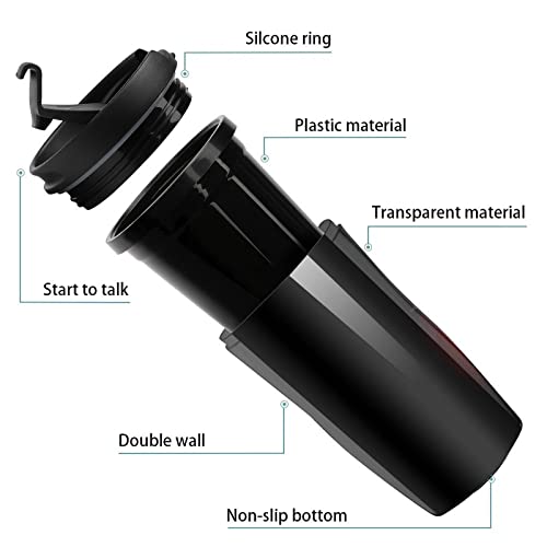 Vaso de viaje para guitarra eléctrica flameante de plástico con tapa de doble pared aislada con diseño patrón de… - Imagen 4
