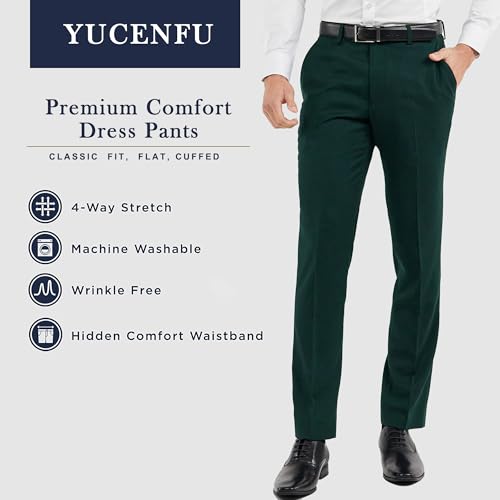 Image of Men's Cozy Hidden Expandable Waist Dress Pants | Premium Stretch Texture Weave Work to Weekend Pants