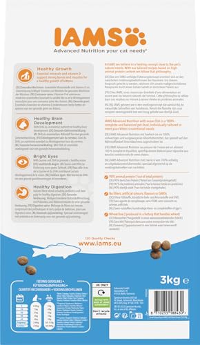 IAMS Junior Katzenfutter trocken mit Fisch - Trockenfutter für Kitten im Alter von 1-12 Monaten, 3 kg