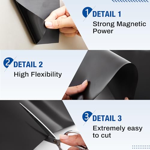 Image of Amylove 24 inch x 5 ft Extra Large Magnetic Sheets for Crafts Non Adhesive 30 Mil Flexible Sheets for Die Cuts Arts Crafts Refrigerator and Metal Cutting Die Storage