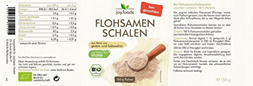 Flohsamenschalenpulver von joy.foods – Bio, fein gemahlen, 150 g