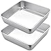 Quadratische Kuchenform, Joyfair Edelstahl Brownie Eckige Backform Auflaufform 2er-Set, 23.5 x 23.5 x 5 cm, ideal für Kuchen / Brownie / Lasagne, Gesund & Ungiftig, Spülmaschinenfest