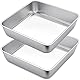 Quadratische Kuchenform, Joyfair Edelstahl Brownie Eckige Backform Auflaufform 2er-Set, 23.5 x 23.5 x 5 cm, ideal für Kuchen/Brownie/Lasagne, Gesund & Ungiftig, Spülmaschinenfest