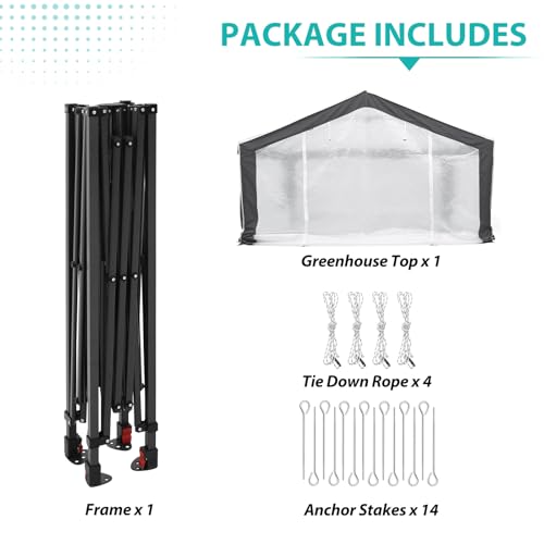 EAGLE PEAK 8x6 Portable Walk in Greenhouse with Polyester Reinforced Corners, Instant Pop Up Indoor Outdoor Gardening Green House, Roll Up Zipper Entry Doors and Mesh Windows, Gray/White - Image 9