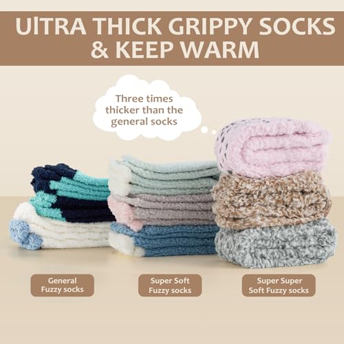 Fuzzy Grip Socks for Women Men,Thick Warm Slipper Cozy Fluffy Non Slip Ankle Hospital socks With Grips.2