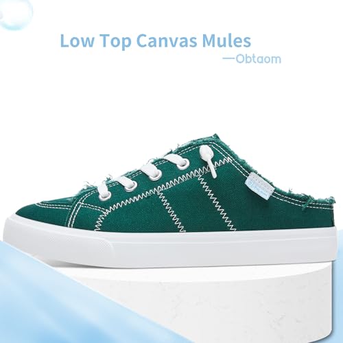 Image of Obtaom Women Canvas Mules Memory Foam Clipper Fashion Sneakers Comfortable Slip-On Mule Backless Holiday Shoes