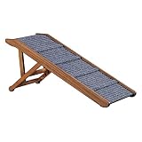 beeNbkks Pet Ramp Small Dogs Cats, Foldable Wooden Dog Ramp Safe Landing Platform and Non-Slip Tract