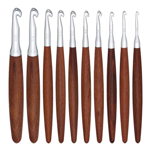 Agujas De Tejer | 8 Piezas Para Proyectos Ligeros | Ganchillo Ergonómico De Madera De Haya | Para Principiantes Y Mujeres Para Proyecto De Artesanía Navideña