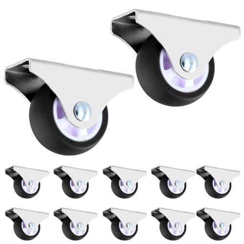 QWORK® lot de 12 roulettes fixes pour meubles - roue TPE diamètre 38 mm - capacité de charge 45 kg - pour pièces à vivre et petits meubles