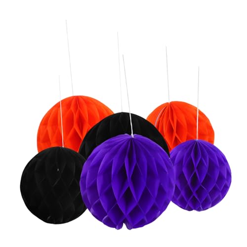 Cabilock 6 Piezas Bolas de Panal Colgantes para Decoración de Fiesta Pompones para Halloween Boda Hogar Oficina y Escuela Ligero y Fácil de Instalar Reutilizable