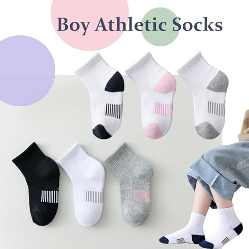 Marchare Kids Athletic Socks Half Cushioned Crew Socks Ankle Socks Kids Cotton Sport Socks3