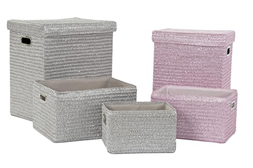 Panier de rangement plastique rose 44x36x50 cm avec poignées ergonomiques intégrées