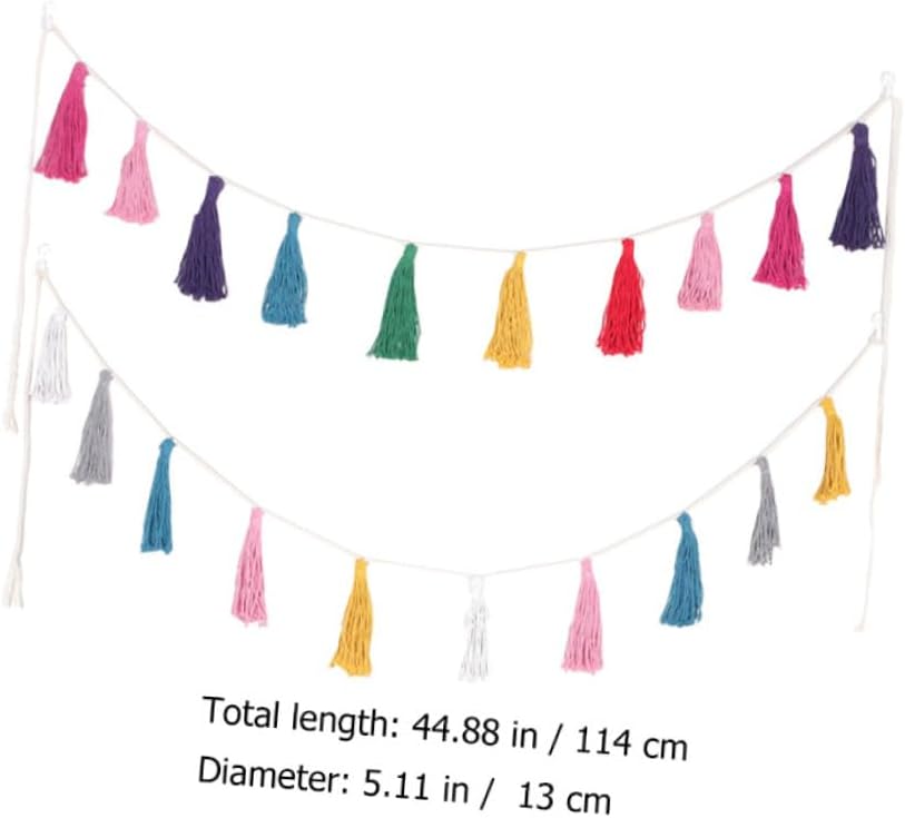 Bohemian Rainbow Tassel Garland Wall Hanging Banner, Colorful Two-piece Set for Home Decor and Party Decorations