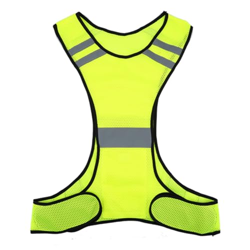 Beufee Reflective Running Vest, Reflective Vest Safety Vests Reflective for Women Men Security Clothing Adjustable Waist Walking Vest (Fluorescent Yellow)