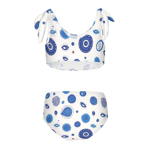 KLL Turkish Blue Evil Eye Dots Minimalist Girls 2 Piece Bikini Set Quick-Dry Swimsuits Swimming Suits Adjustable Strap2