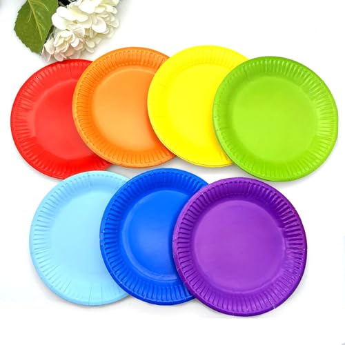 JZK 35 platos de papel desechables de 18 cm, redondos, coloridos y desechables, para fiestas de cumpleaños infantiles, postres, aperitivos, pícnic, barbacoa