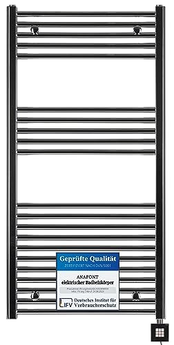 Elektrobadheizkörper, chrom, gebogen, hochwertig, in verschiedenen Größen erhältlich, inkl. Heizstab und wählbare Heizpatrone, Handtuchhalter, Handtuchtrockner (KTX 2, 1175h x 500b)