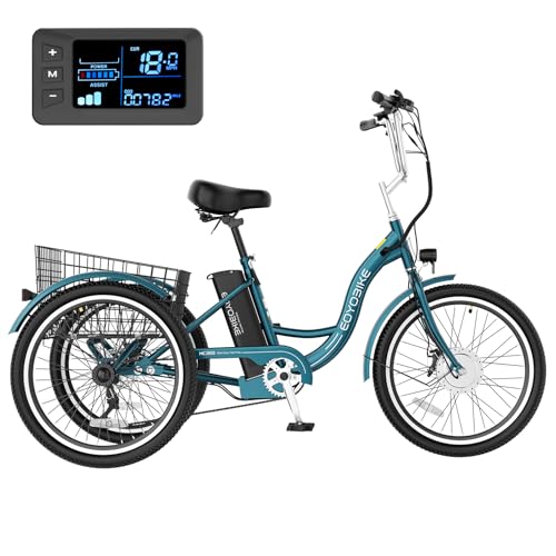 MOONCOOL Electric Tricycle Trike for Adults 350W/500W, Up to 40/60 Miles, 20/24/26 Inches 7 Speeds 3...