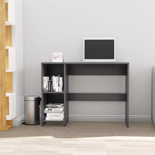 Image of Bniture Wooden Study Table for Home | Engineered Wood Study Table with 2 Storage Shelf | Multi Purpose Computer Desk for Writing & Study | Laptop Table for Study Room & Office | Slate Grey