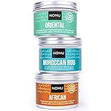 NOMU Rub Afri Asia Trio Set - African, Oriental & Moroccan Seasonings (3-pack) - Premium Blends of Herbs & Spices - No MSG or Preservatives