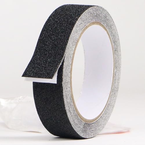 QILIMA Antirutsch Klebeband Streifen mit Selbstklebend, 2.5cm x 5m Treppe Stufen Band Kleber Rutschfest Klebeband, Hohe Traktion Pad für Bodenbelag innen- und Außenbereich, Schwarz