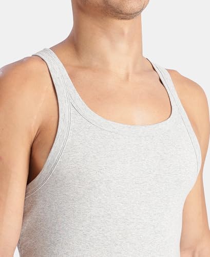 Image of Jockey US26 Men's Regular Fit Super Combed Cotton Rib Square Neckline Gym Vest