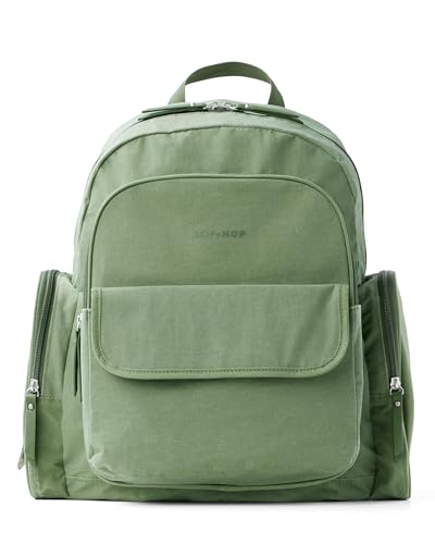 Skip Hop Diaper Bag Backpack with Portable Changing Pad, 9 Total Pockets, Easy-Access Wipes Pocket, Zippered Side Pocket, Luggage Sleeve & Stroller Straps, Fits a 15” Laptop, Luna, Sage