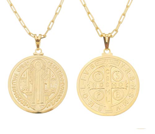 Cordão com Medalha de São Bento Protetora Banhado a Ouro 18k