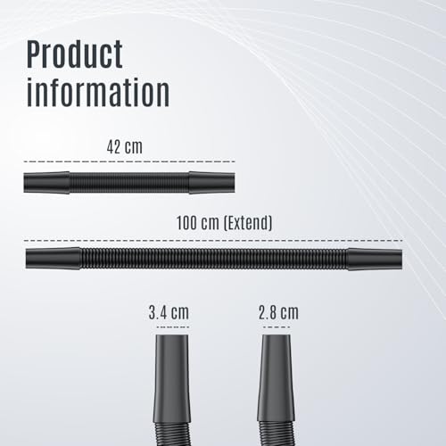 Image of SEZNIK Premium Flexible Stretchable Vacuum Hose Attachment - Extendable 400 mm to 1000 mm, Flexible Extension Pipe for Seznik Turbo, Mighty & All-in-One Vacuum Cleaners