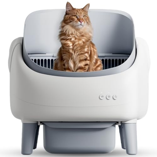 Image of Open-Top Automatic Cat Litter Box, Self Cleaning Litter Box for Multi-Cat Families, APP Control, Safety Protection, 1 Roll Waste Bag