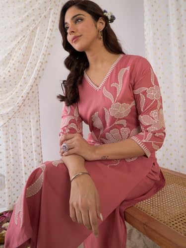 Image of INDO ERA Women's Embroidered Anarkali Kurta Pant Set with Dupatta | Co Ord Set For Women Stylish