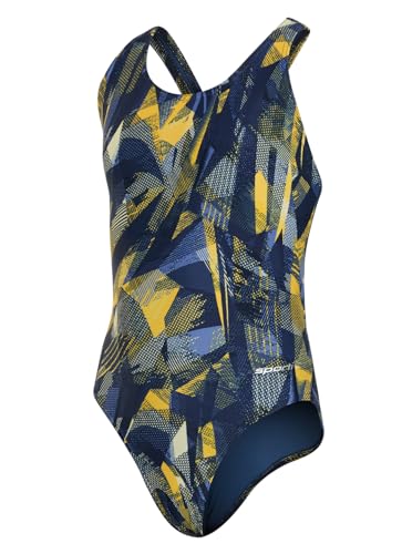 Image of Sporti Wide Strap Girls' Athletic One-Piece Swimsuit - Printed Pattern Competitive Bathing Suit, Racerback Style for Girls