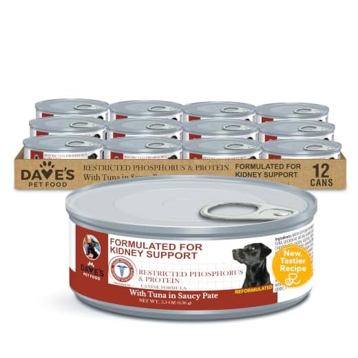Dave's Pet Food Kidney Care Dog Food (Tuna Pate), NEW Recipe! Wet Renal Dog Food, Low Phosphorus, Renal Kidney Support, Vet Formulated, 5.5 oz, (12 Pack)