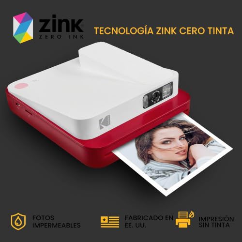 Miniatura 4 de Kodak Smile Classic Cámara Instantánea Digital C Bluetooth, 16mp, 35 Impresiones P Carga, Incluye Papel Zink 3,5 X 4,25 , Marcos Con Stickers, Roja